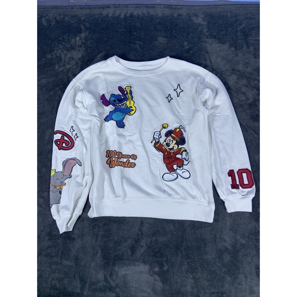 Disney 100 Years Of Wonder Sweatshirt Mickey, Stitch, Dumbo Sz 37x23 Embroidered
